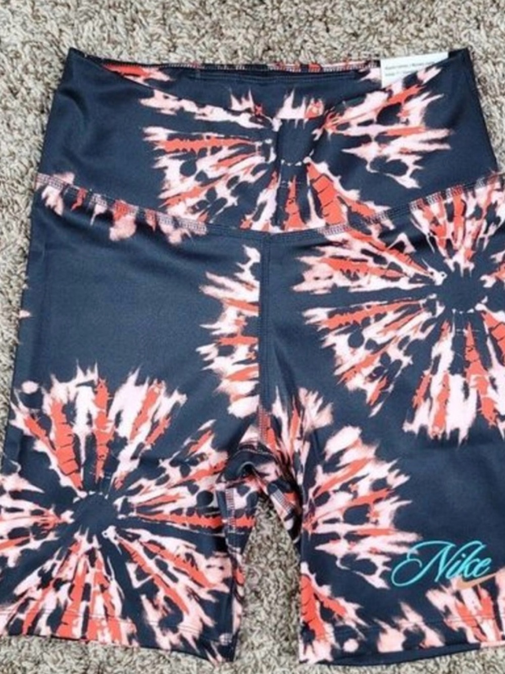 Nike Black and Orange Women's Bike Shorts